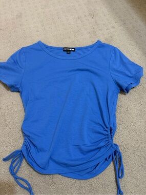 Fashion Nova Royal Blue Side-Tie Short Sleeve Crop Top